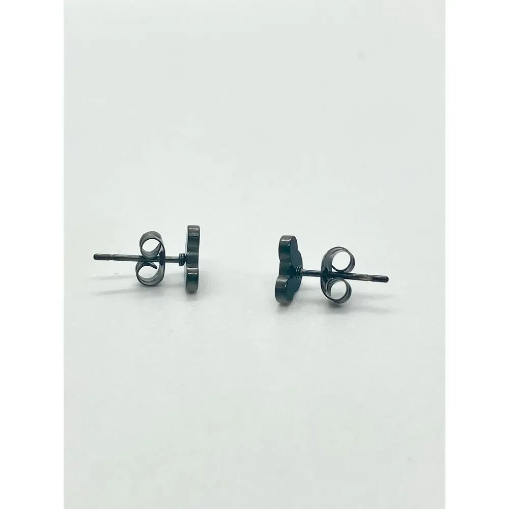 Black Stainless Steel Mickey Mouse Silhouette Stud Earrings